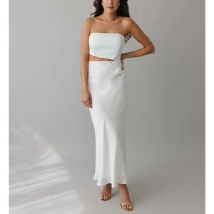 Park & Fifth White Strapless Midi Dress